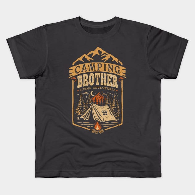 Camping Brother Kids T-Shirt by Olipop